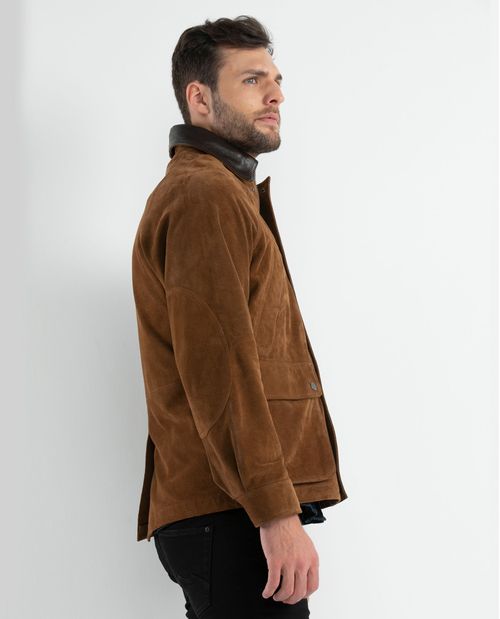 Chaqueta de Hombre en Cuero, Tipo Parka - Serraje