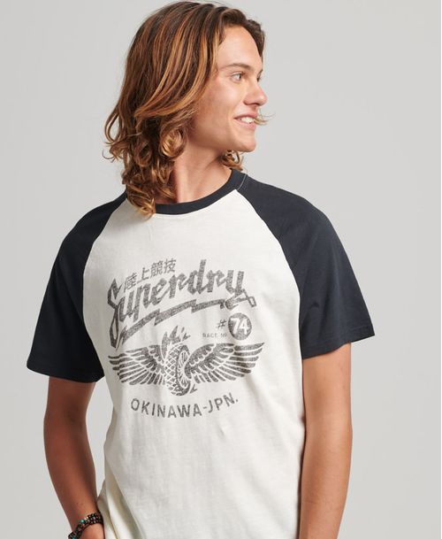 Camiseta Manga Corta Para Hombre Vintage Blackout Raglan Superdry