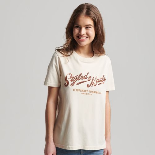 Camiseta Manga Corta Para Mujer Vintage Script Style Ww Superdry