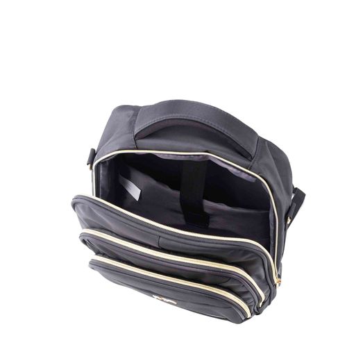 Morral 3 cremalleras compacto negro oro Indianapolis