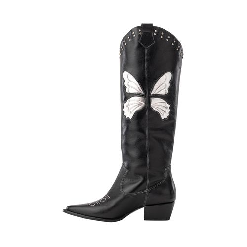 Bota palermo caña alta plus negro plata Glamour