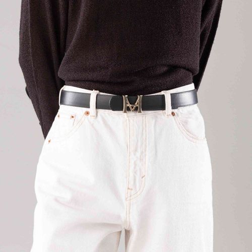 Cinturón casual monograma doble faz negro primario