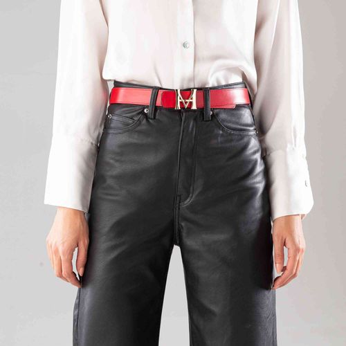 Cinturón casual monograma doble faz nero rosso
