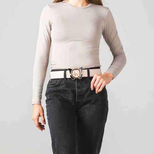 Cinturón casual mariposa monograma flamenco beige