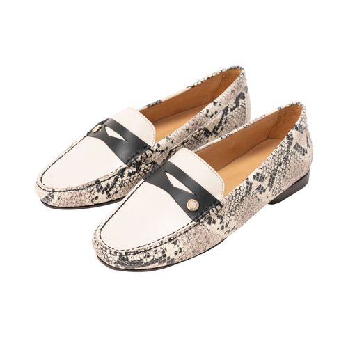 Mocasín Valencia blanco negro MH Mocs