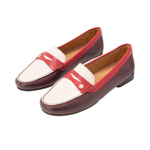 Mocasín Valencia blanco rojo MH Mocs