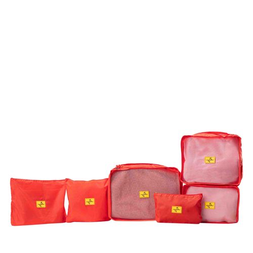 Accesorio viaje kit de 6 bolsas rojo Xmas