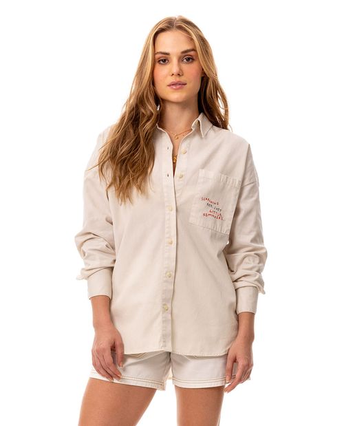 Camisa con estampado en espalda para mujer