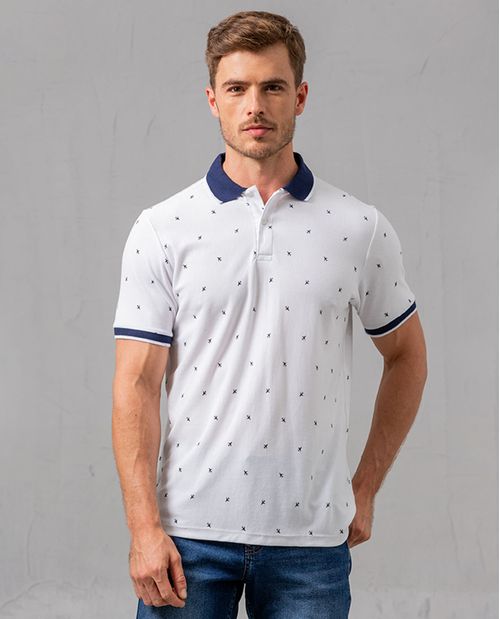Camiseta polo con mini bordados para hombre