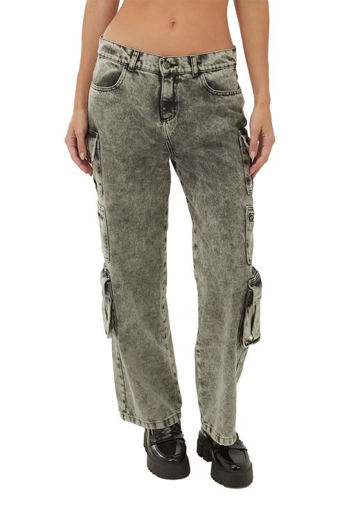 Jean Tipo Cargo Negro para mujer Cher