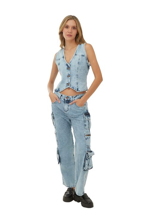 Jean Tipo Cargo Azul para mujer Cher