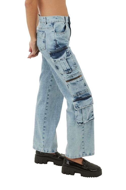 Jean Tipo Cargo Azul para mujer Cher