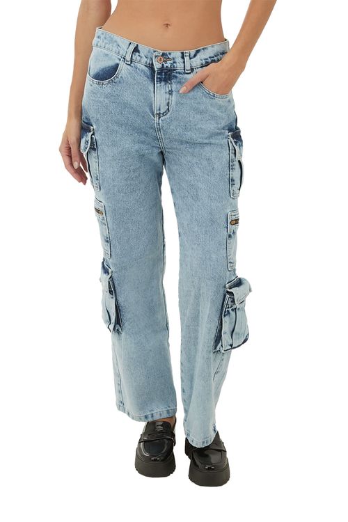 Jean Tipo Cargo Azul para mujer Cher