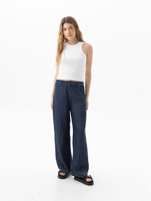 Jean Wide leg tono claro para mujer