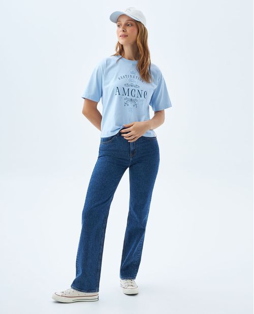 Jean Straight tiro alto para mujer