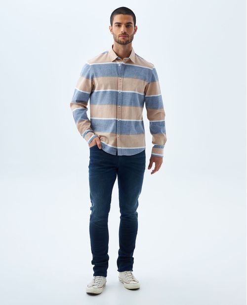 Camisa preteñida a rayas para hombre