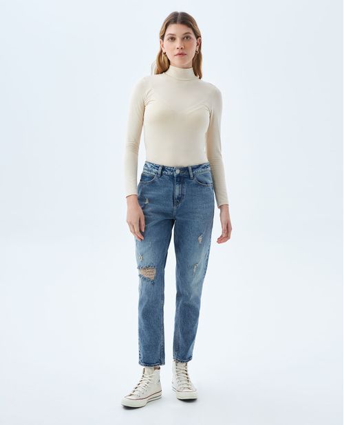 Jean Mom con rotos para mujer