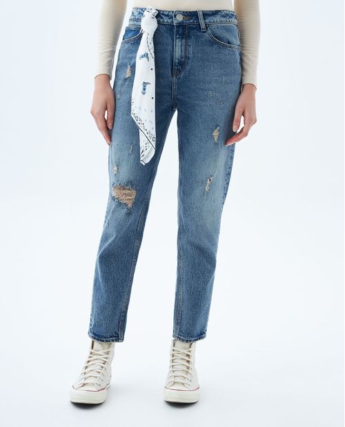 Jean Mom con rotos para mujer