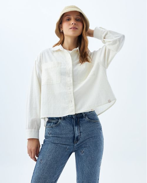 Camisa manga larga amplia para mujer