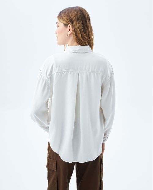 Camisa de botones tipo perla para mujer