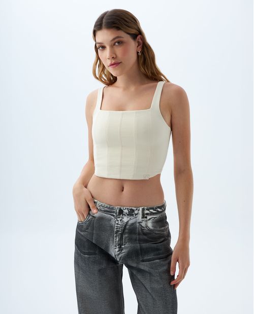 Crop top tipo corsé para mujer