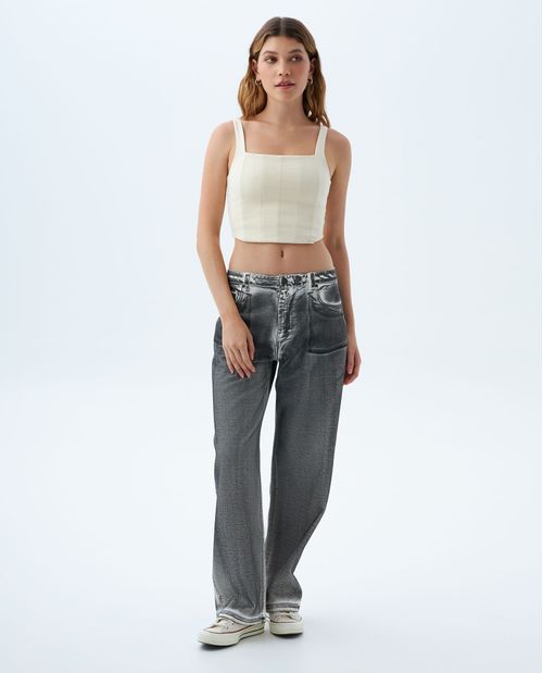 Crop top tipo corsé para mujer