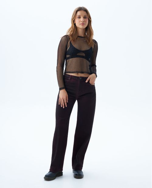 Camiseta malla con brillo para mujer
