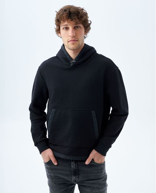 Buzo tipo hoodie con detalles en tela al contraste para hombre