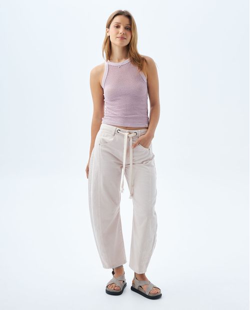 Camiseta manga sisa en malla para mujer