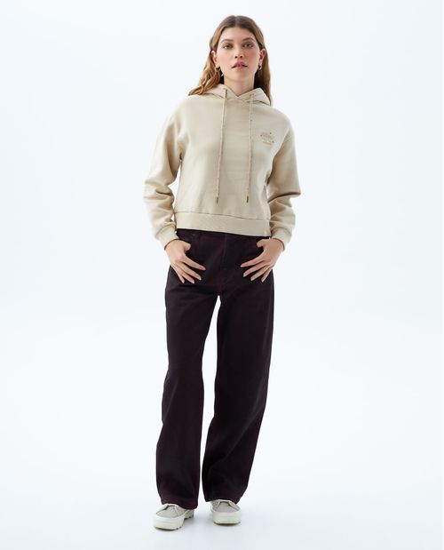 Buzo tipo Hoodie con estampados y bordados para mujer