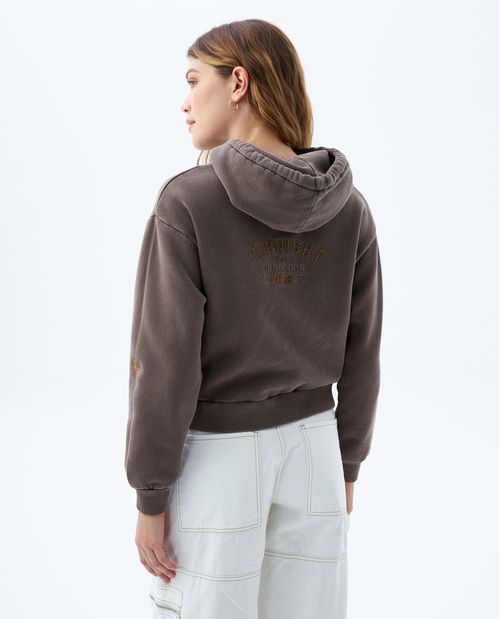 Buzo tipo Hoodie con estampados y bordados para mujer