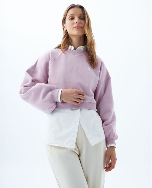 Buzo amplio y detalles bordados y estampado para mujer