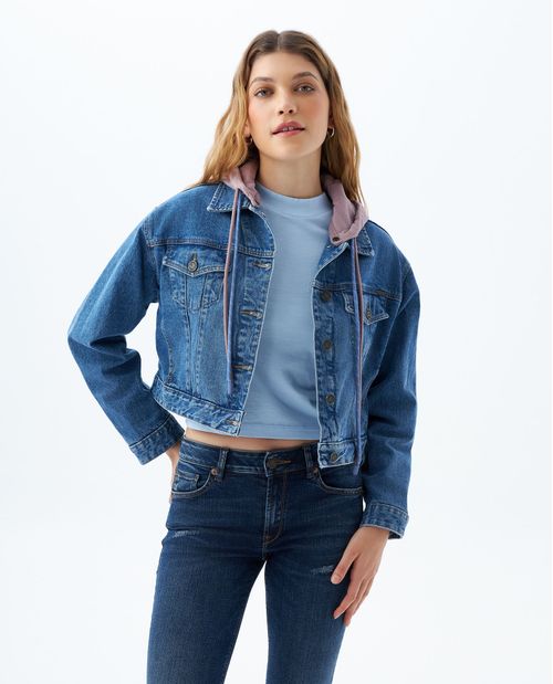 Chaqueta Trucker con capucha removible para mujer