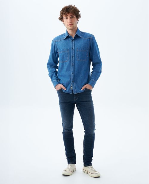Camisa manga larga denim para hombre