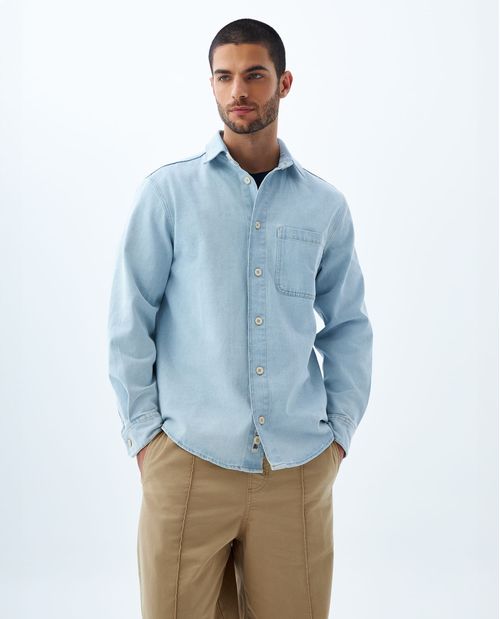Camisa manga larga con bolsillo para hombre