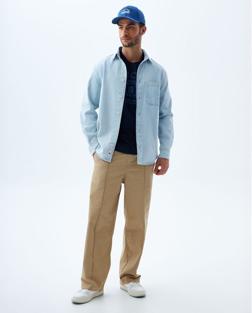 Camisa manga larga con bolsillo para hombre