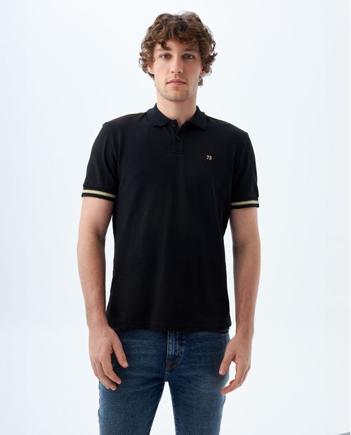 Polo slim con cuello tejido para hombre