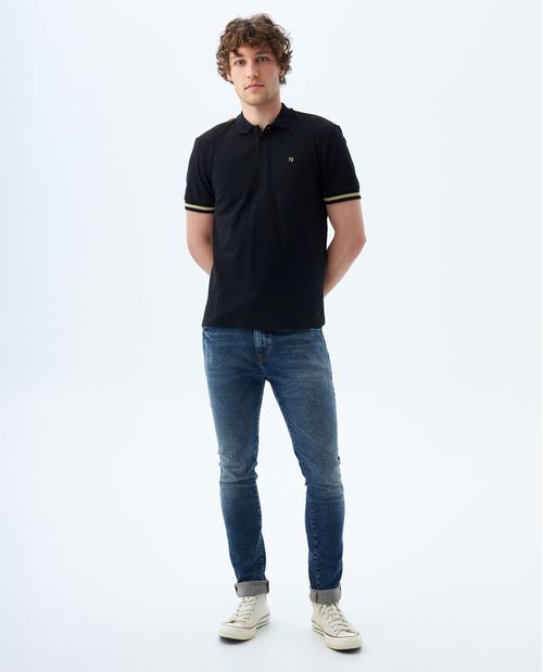 Polo slim con cuello tejido para hombre