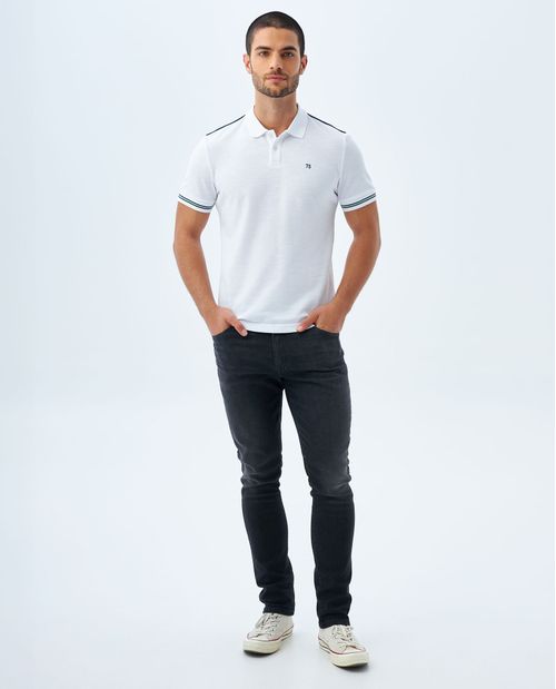 Polo slim con cuello tejido para hombre