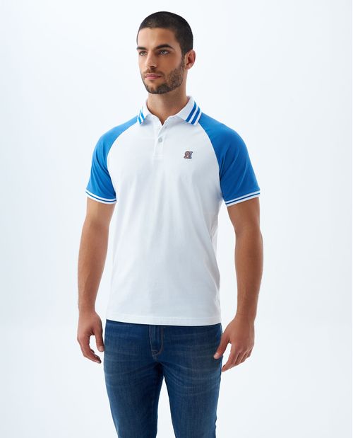 Camiseta polo con bloques de color para hombre