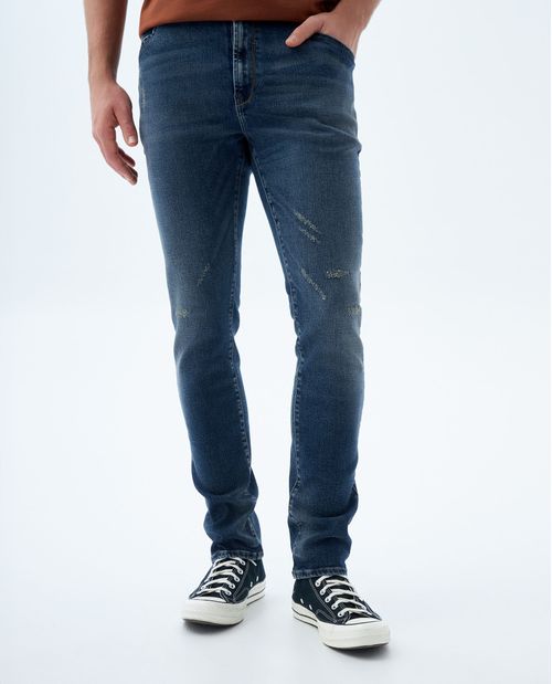 Jean Tapered  tono medio con tallones para hombre