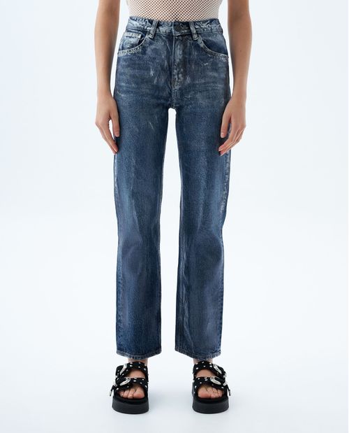 Jean Straight con efecto brillante para mujer