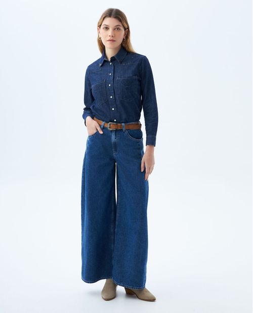 Jean Wide Leg tono medio para mujer