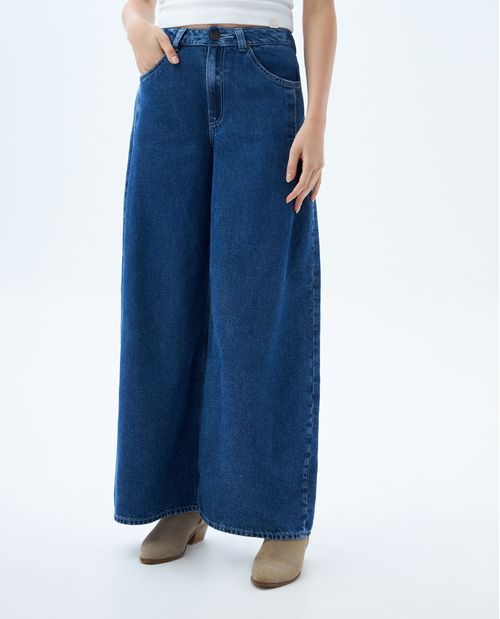 Jean Wide Leg tono medio para mujer