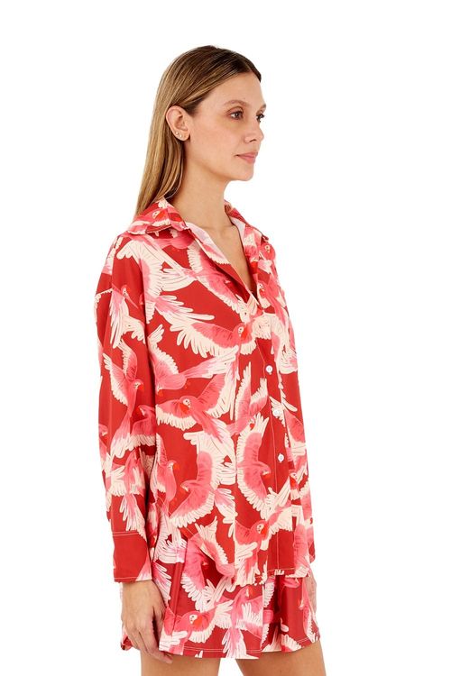 Camisa Manga Larga Estampado Rojo para mujer Florence