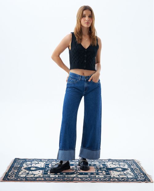 Jean Wide Leg tiro bajo para mujer