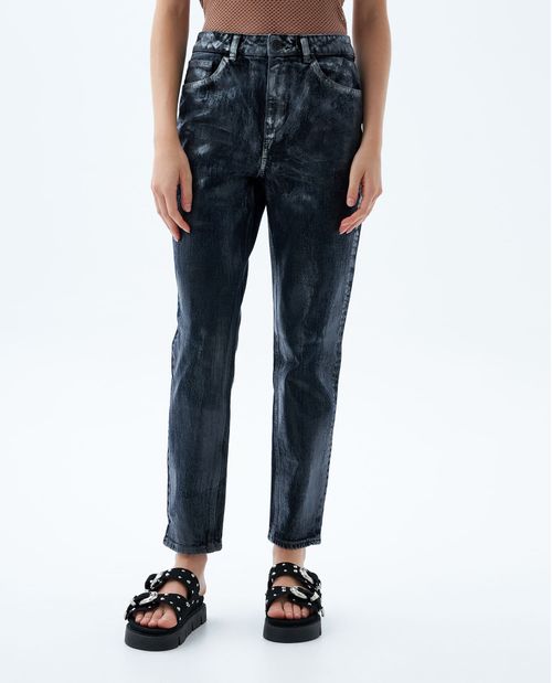 Jean Mom negro para mujer