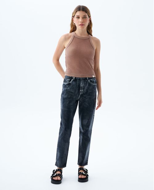 Jean Mom negro para mujer