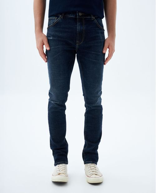 Jean Tapered tono oscuro con raspones para hombre