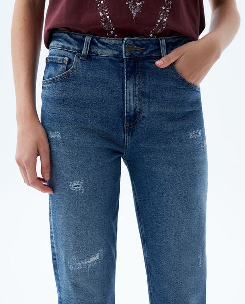 Jean Slim and Straight tono medio para mujer